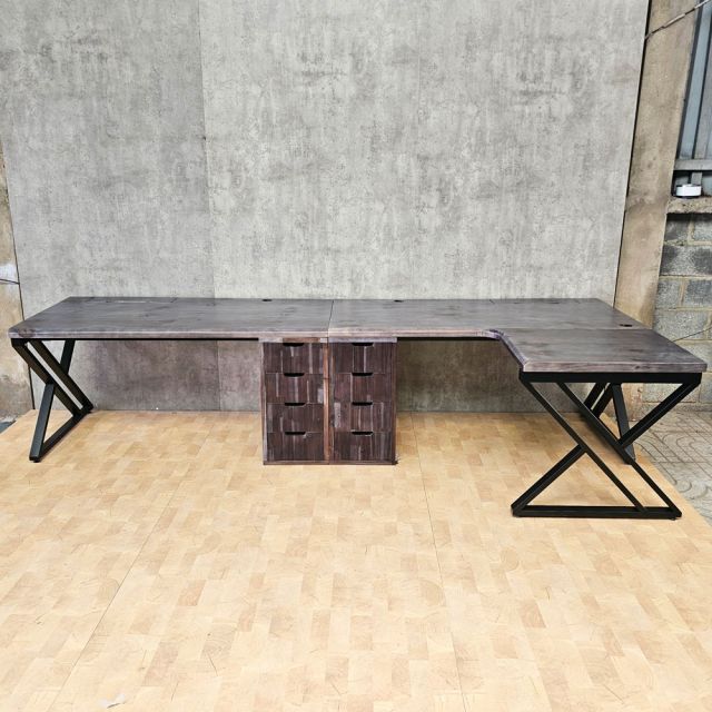 Bàn cụm 2 người ngồi chân tủ gỗ tự nhiên BD68187