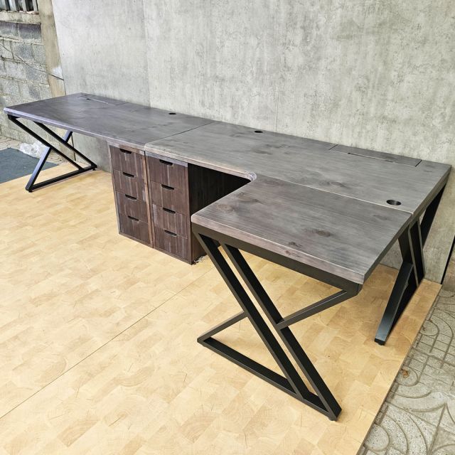 Bàn cụm 2 người ngồi chân tủ gỗ tự nhiên BD68187