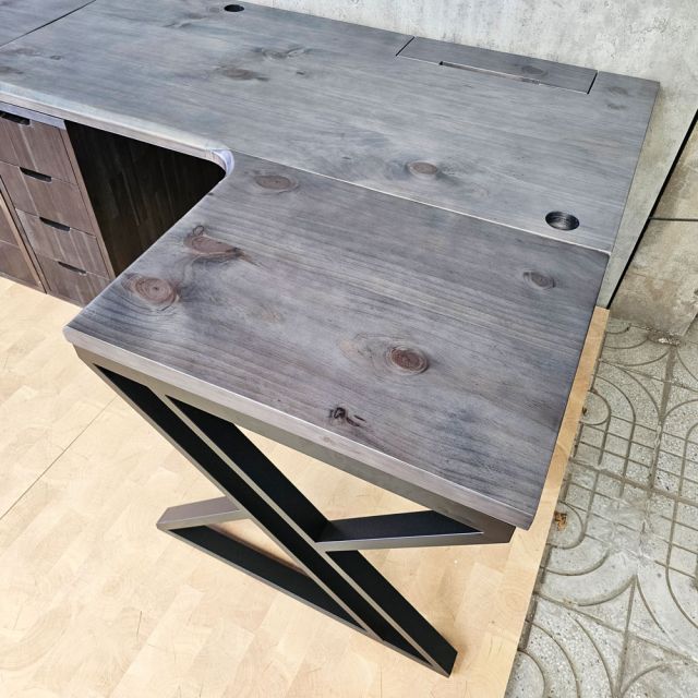 Bàn cụm 2 người ngồi chân tủ gỗ tự nhiên BD68187