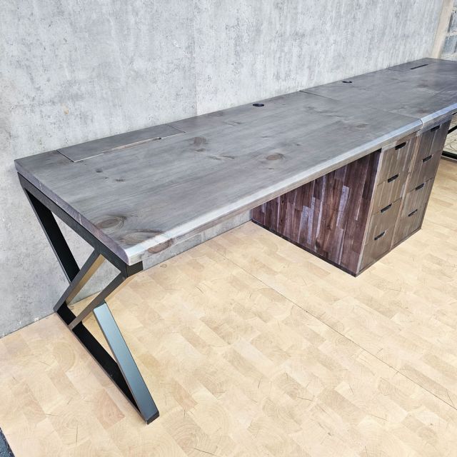 Bàn cụm 2 người ngồi chân tủ gỗ tự nhiên BD68187