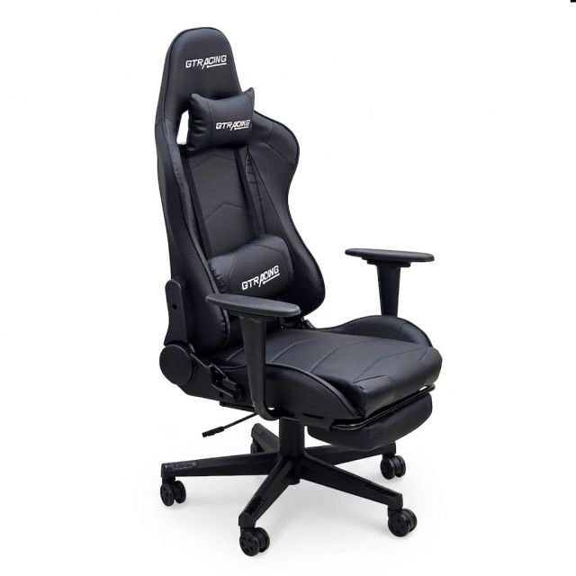 Ghế Gaming chân xoay bọc nệm đen GC68037