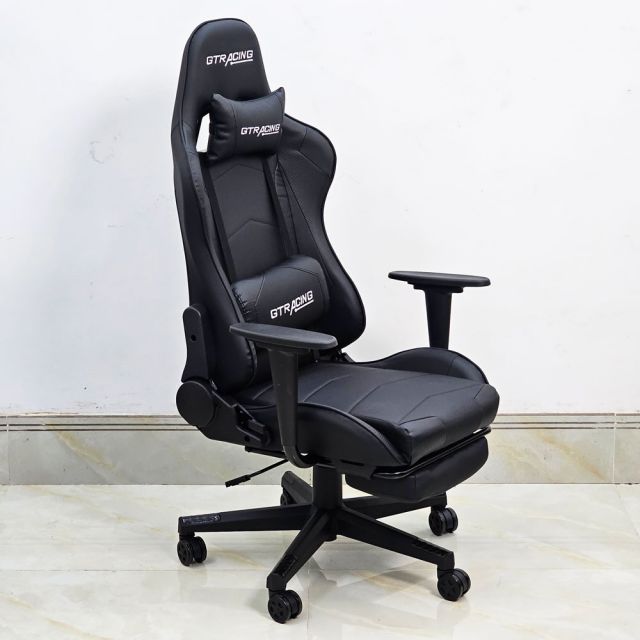Ghế Gaming chân xoay bọc nệm đen GC68037