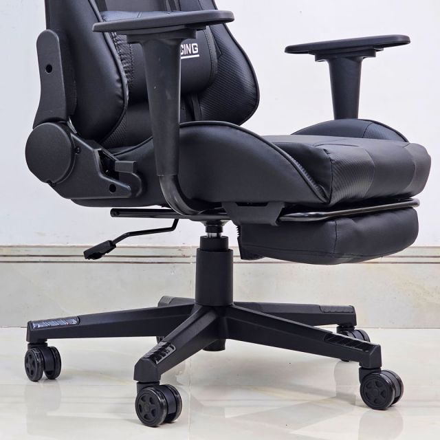 Ghế Gaming chân xoay bọc nệm đen GC68037