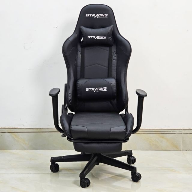 Ghế Gaming chân xoay bọc nệm đen GC68037