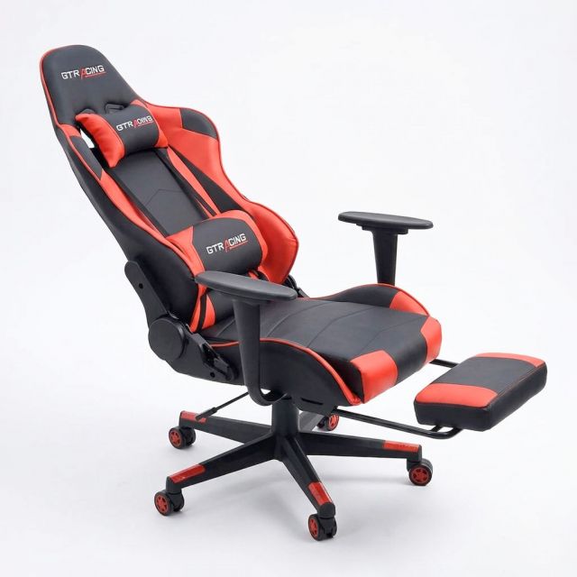 Ghế Gaming chân xoay bọc nệm đỏ GC68039