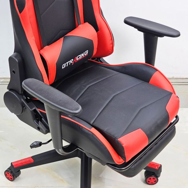 Ghế Gaming chân xoay bọc nệm đỏ GC68039