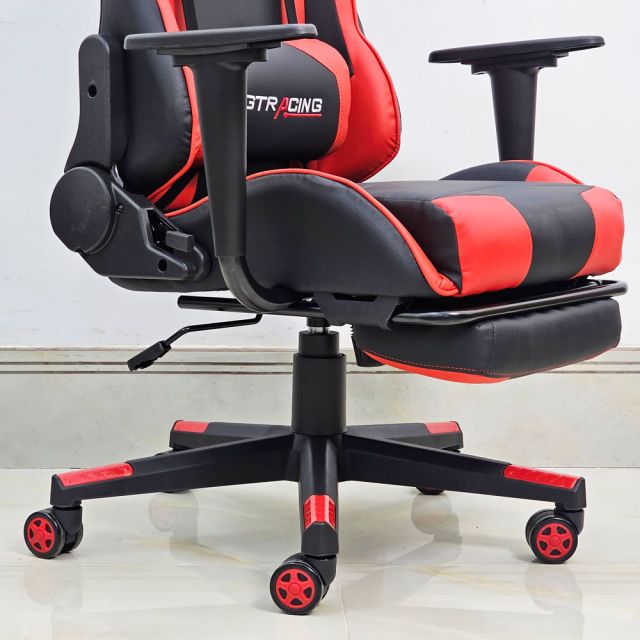 Ghế Gaming chân xoay bọc nệm đỏ GC68039