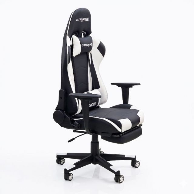 Ghế Gaming chân xoay bọc nệm trắng GC68036