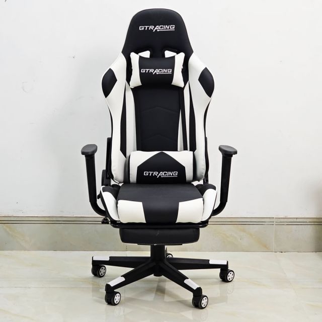 Ghế Gaming chân xoay bọc nệm trắng GC68036