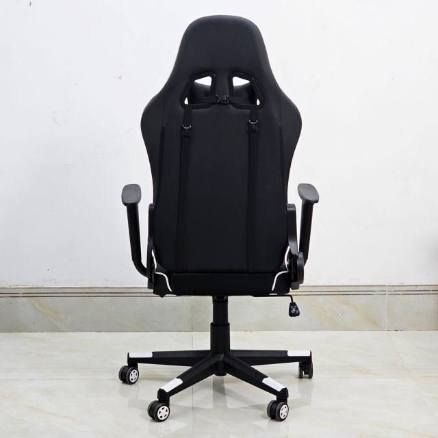 Ghế Gaming chân xoay bọc nệm trắng GC68036