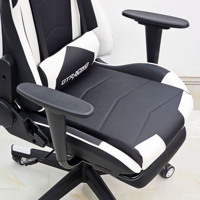Ghế Gaming chân xoay bọc nệm trắng GC68036