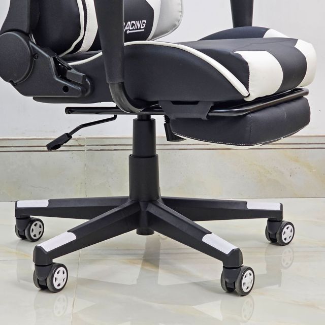 Ghế Gaming chân xoay bọc nệm trắng GC68036