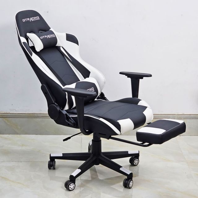 Ghế Gaming chân xoay bọc nệm trắng GC68036