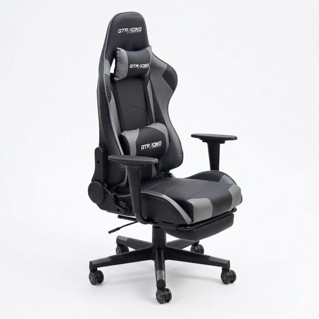 Ghế Gaming chân xoay bọc nệm xám GC68038