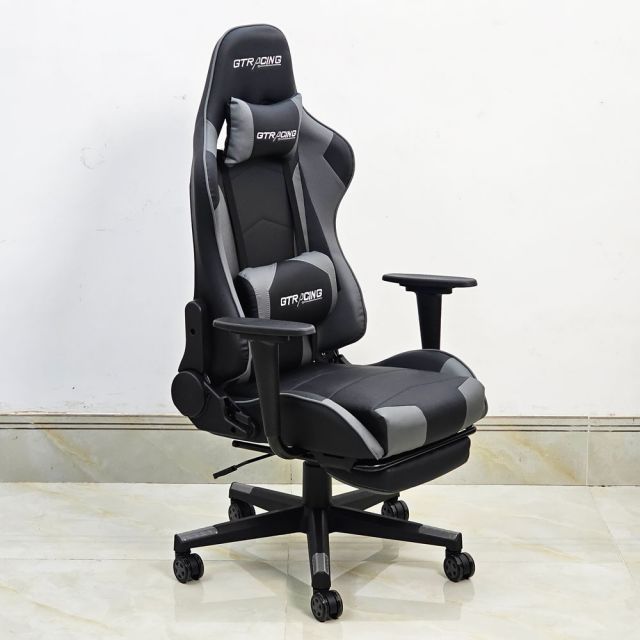 Ghế Gaming chân xoay bọc nệm xám GC68038