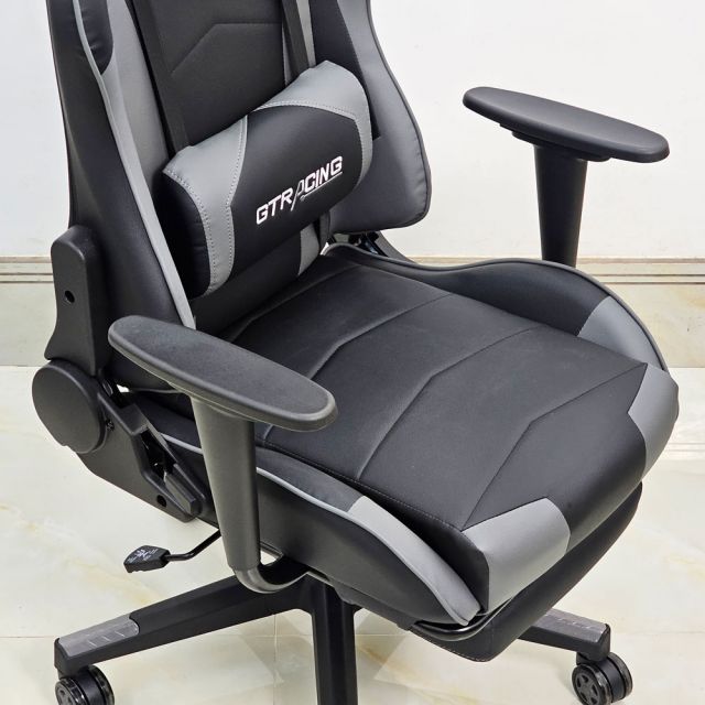 Ghế Gaming chân xoay bọc nệm xám GC68038