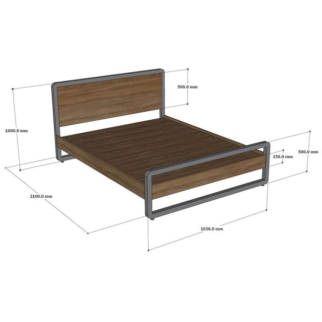 Giường khung sắt gỗ plywood cho nệm 160x200cm - GN68068