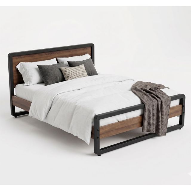 Giường khung sắt gỗ plywood cho nệm 160x200cm - GN68068