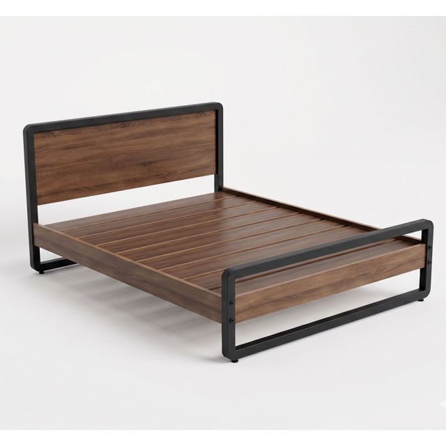 Giường khung sắt gỗ plywood cho nệm 160x200cm - GN68068