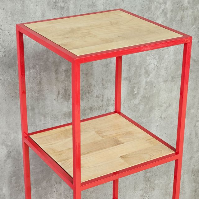 Kệ 4 tầng nhỏ gọn gỗ cao su khung sắt KS68186