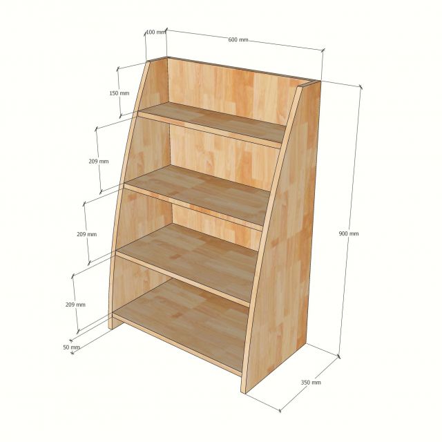 Kệ cho trẻ em 60x35x90cm gỗ cao su TREM022