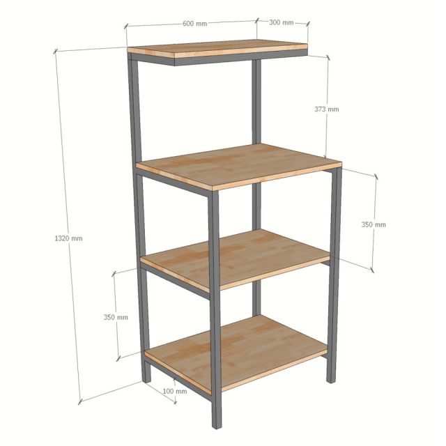 Kệ lò vi sóng 60x50x132cm gỗ cao su KB68102