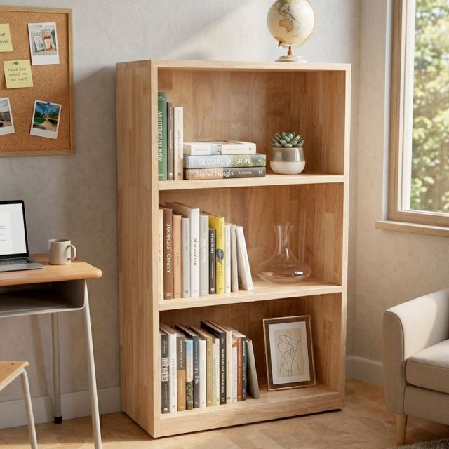 Kệ sách 3 tầng 60x30x100cm gỗ cao su KS68370