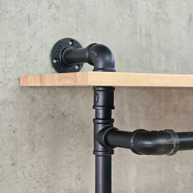 Kệ treo quần áo ống nước 120x25x215cm gỗ cao su PPF031