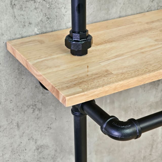 Kệ treo quần áo ống nước 120x25x215cm gỗ cao su PPF031