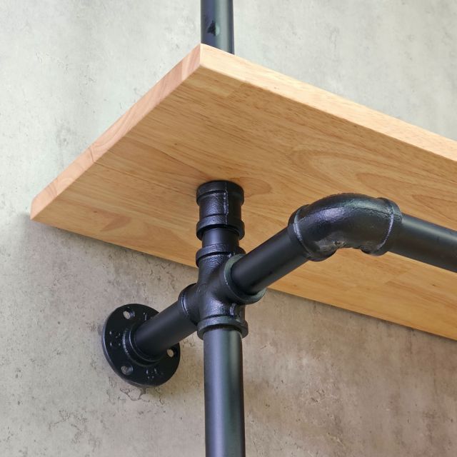 Kệ treo quần áo ống nước 120x25x215cm gỗ cao su PPF031