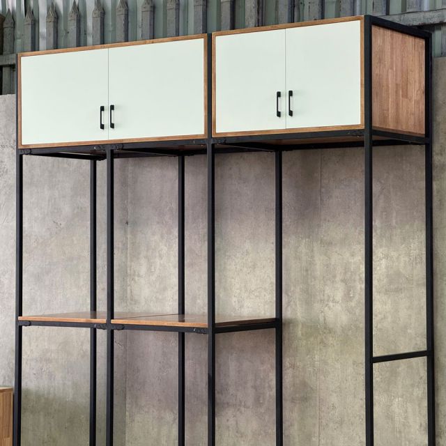 Kệ tủ treo quần áo 200x60x250cm gỗ cao su TQA68094