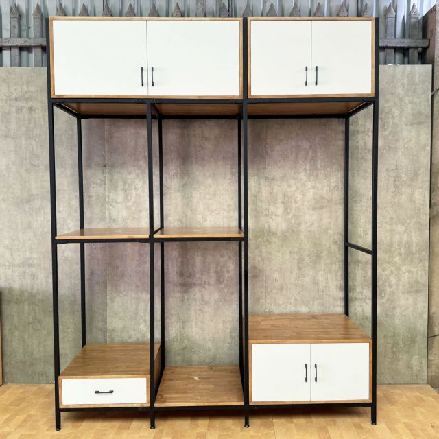 Kệ tủ treo quần áo 200x60x250cm gỗ cao su TQA68094