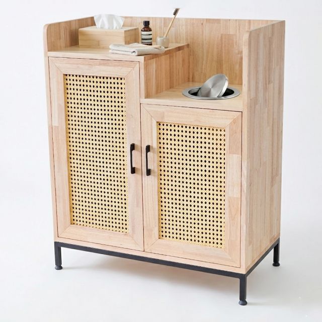 Tủ đựng thùng rác 80x40x95cm gỗ cao su TDR002