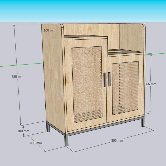 Tủ đựng thùng rác 80x40x95cm gỗ cao su TDR002