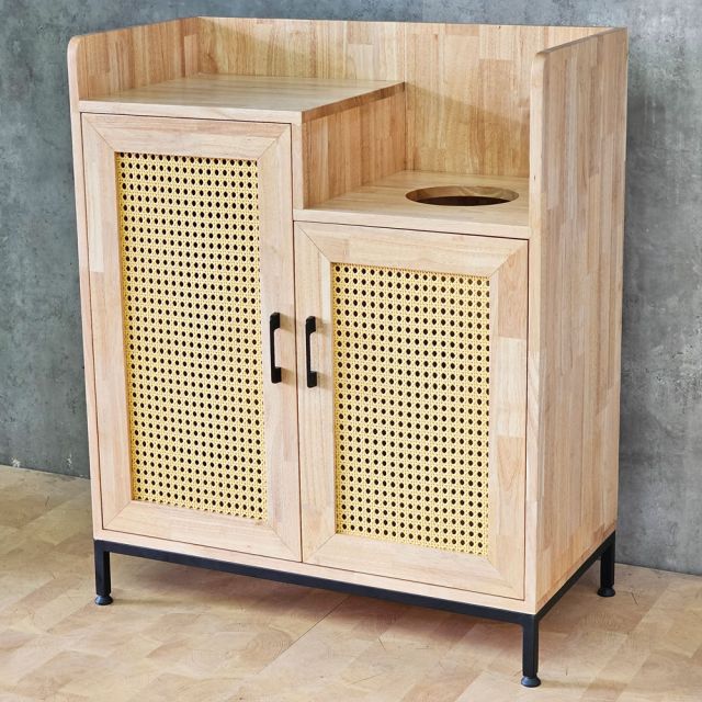 Tủ đựng thùng rác 80x40x95cm gỗ cao su TDR002