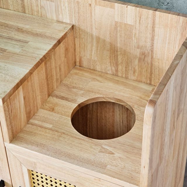 Tủ đựng thùng rác 80x40x95cm gỗ cao su TDR002