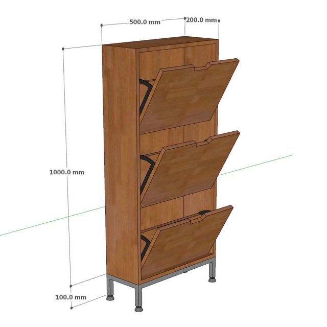 Tủ giày cửa lật 50x20x110cm gỗ cao su KG68124