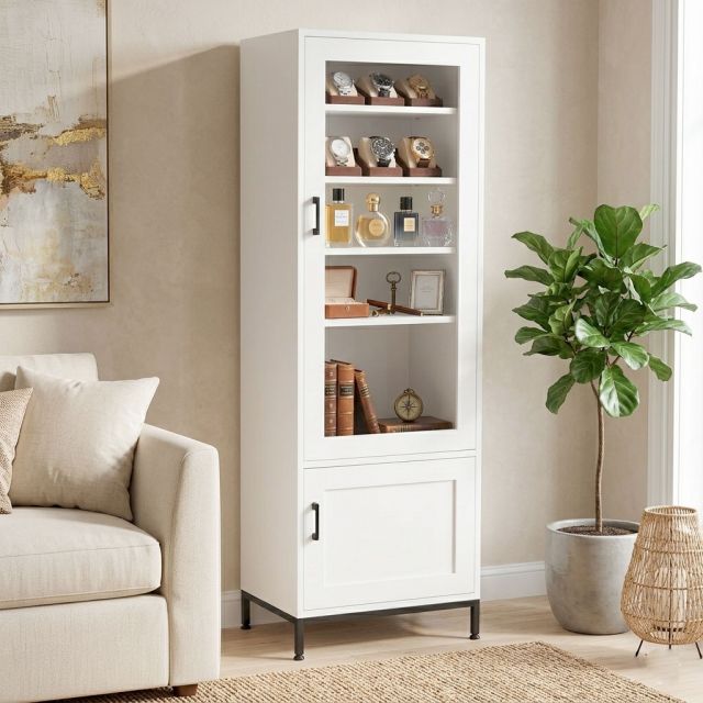 Tủ trưng bày cửa kính 58x40x170cm gỗ cao su KTB68270