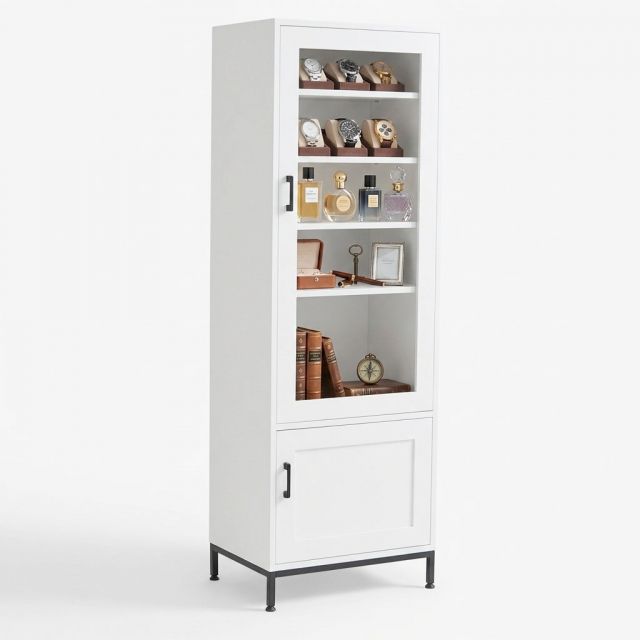 Tủ trưng bày cửa kính 58x40x170cm gỗ cao su KTB68270