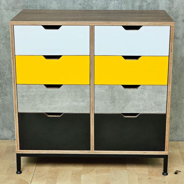 Tủ trang trí 8 hộc kéo 80x40x71cm gỗ plywood chân sắt KTT68079