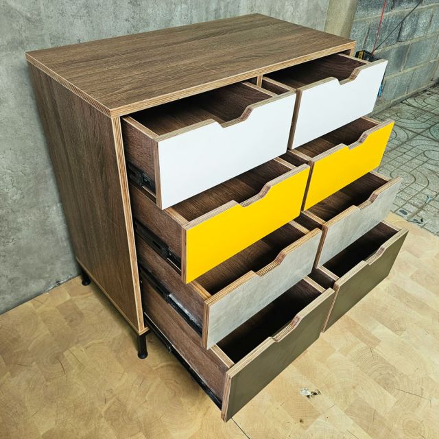 Tủ trang trí 8 hộc kéo 80x40x71cm gỗ plywood chân sắt KTT68079