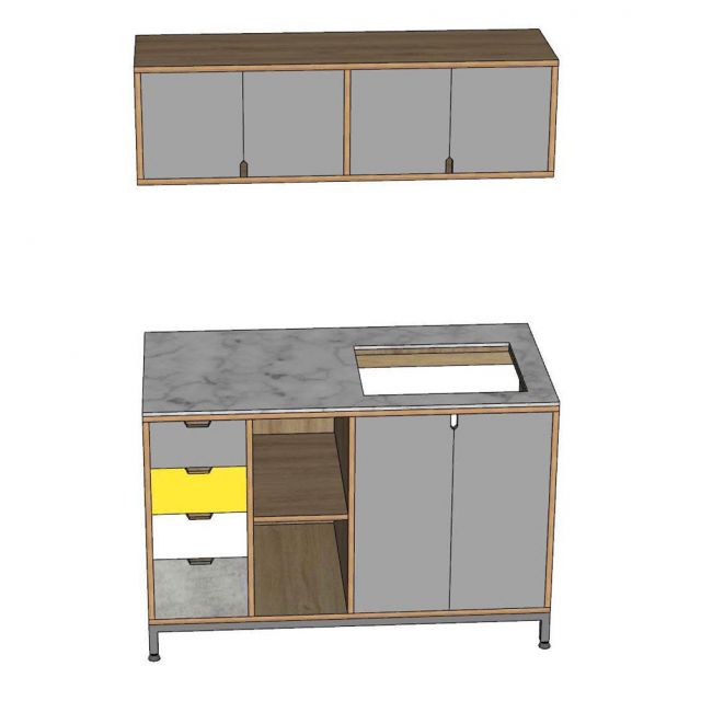 Bộ tủ bếp mini gỗ plywood BTB68021