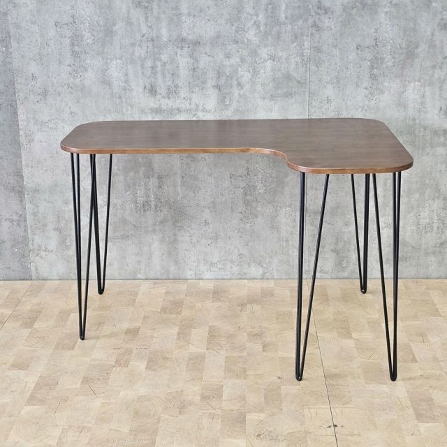 Bàn làm việc góc L bo cạnh 120x80cm gỗ cao su chân sắt Hairpin CD68023