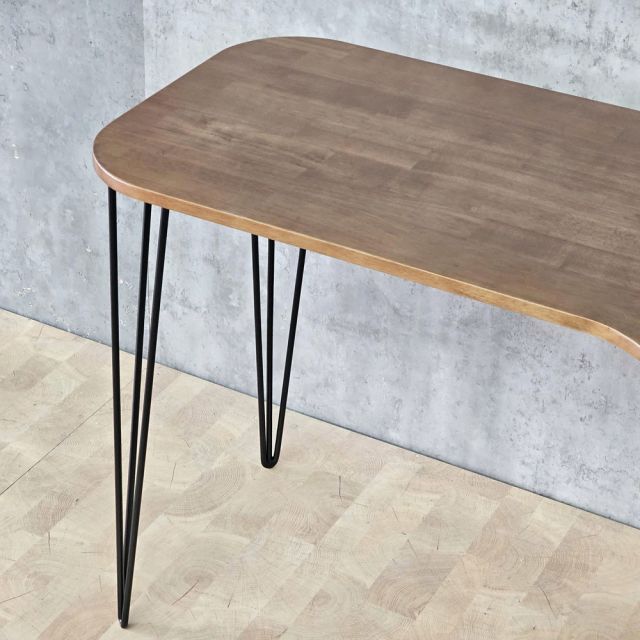 Bàn làm việc góc L bo cạnh 120x80cm gỗ cao su chân sắt Hairpin CD68023