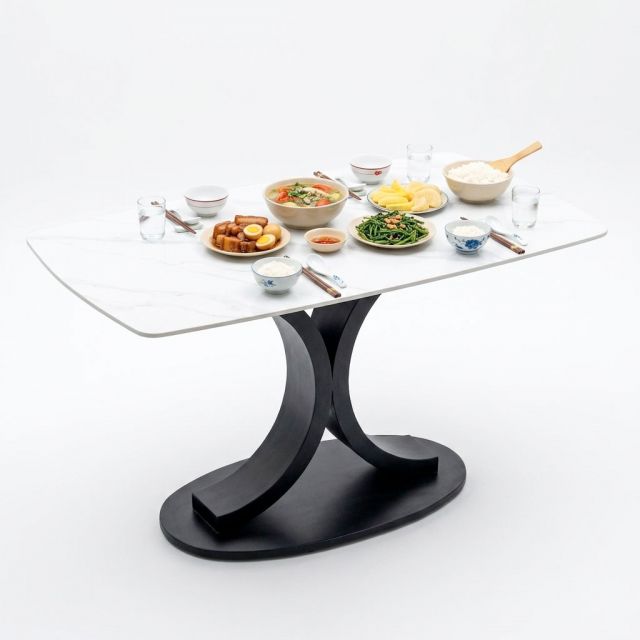 Bàn ăn chữ nhật 140x80cm mặt ceramic BA68315
