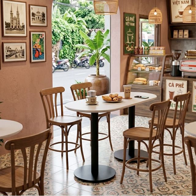 Bàn cafe hình Oval 120x60cm gỗ tràm CFD68289