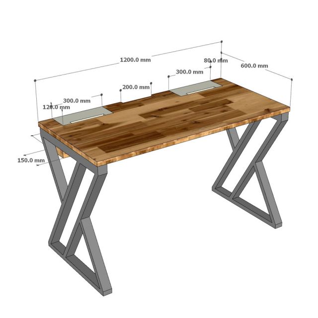 Bàn làm việc có hộp điện 120x60cm gỗ tràm ZD045