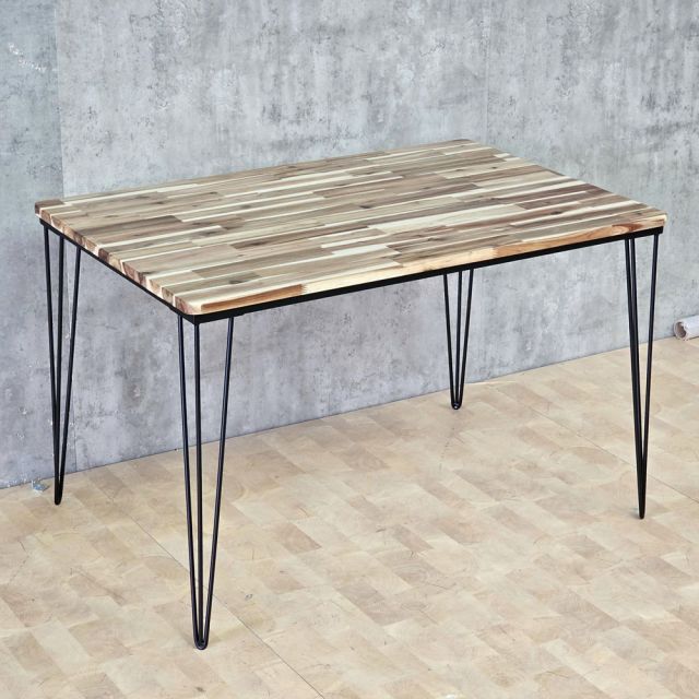 Bàn ăn 120x80cm gỗ tràm chân sắt BA68316