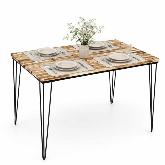 Bàn ăn 120x80cm gỗ tràm chân sắt BA68316