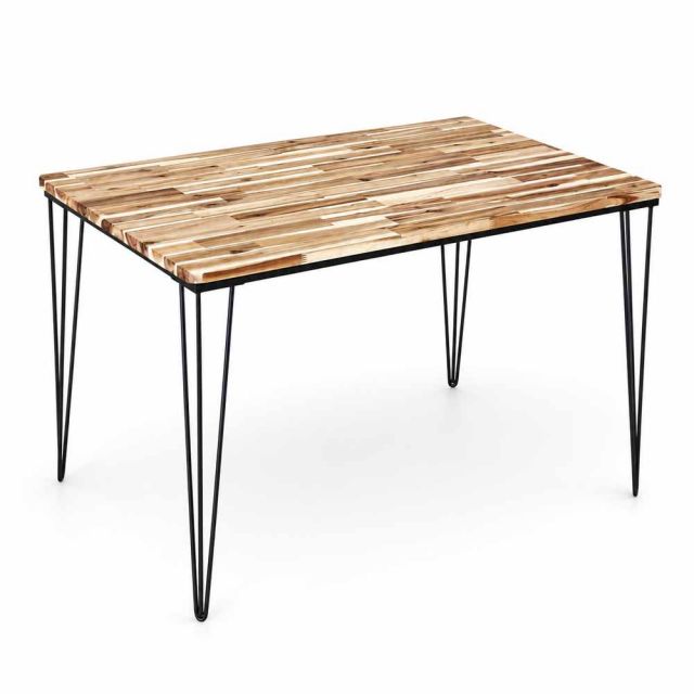 Bàn ăn 120x80cm gỗ tràm chân sắt BA68316